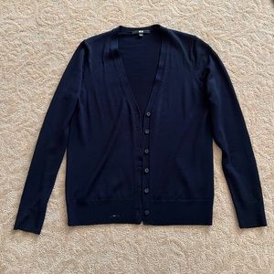 Navy Blue Merino wool cardigan sweater